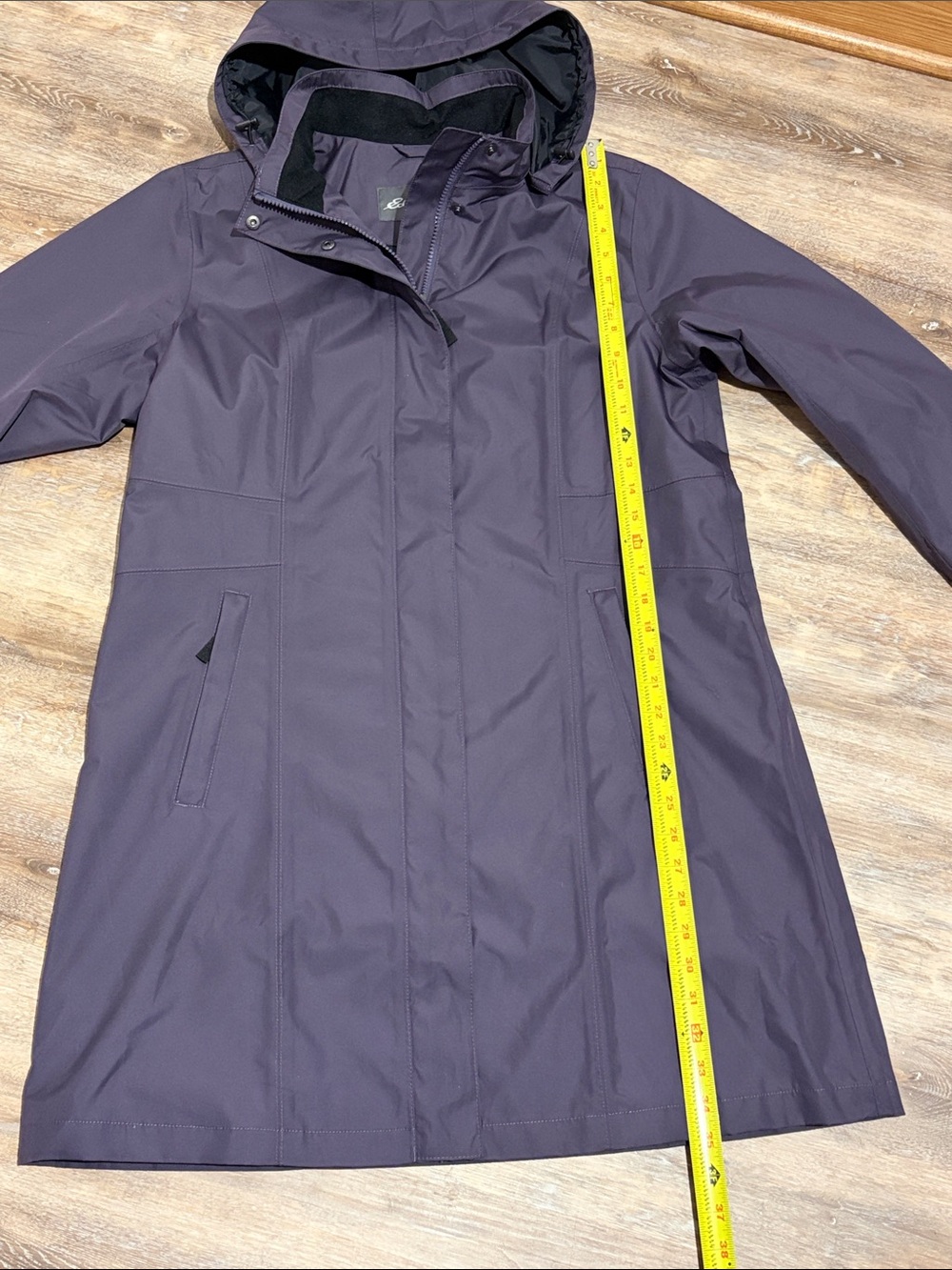 Eddie Bauer Women's Purple Trench Coat "Girl on the Go" Hooded Waterproof Size L - Picture 12 of 16
